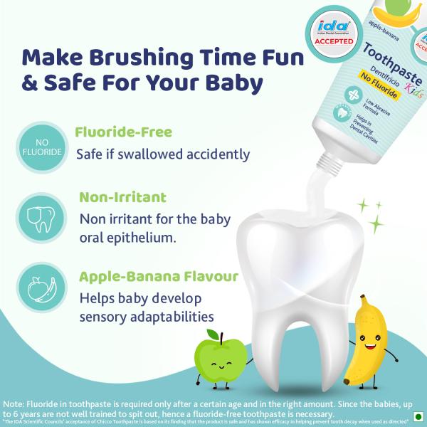 Chicco Kids Toothpaste (6 month to 6 yr) - Apple Banana 50 gm - Toothpaste