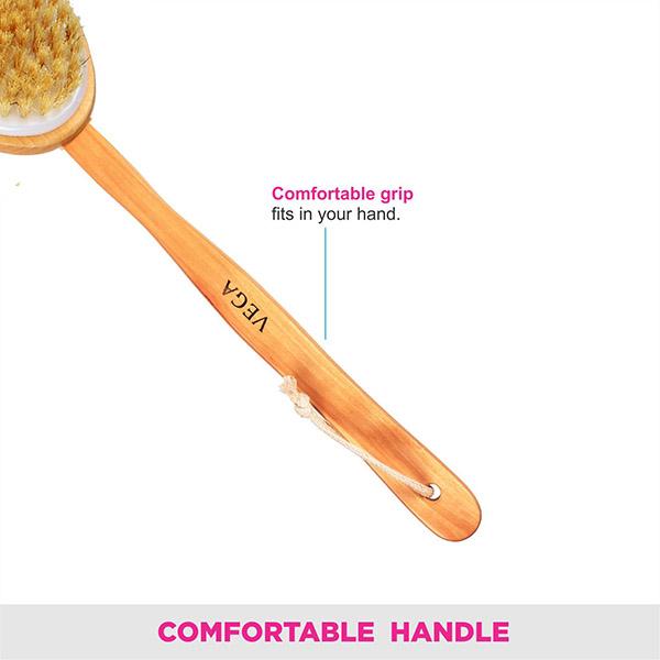 Vega Natural Bristle Bath Brush  (NBA - 1/3) 1's - Loofahs & Sponges