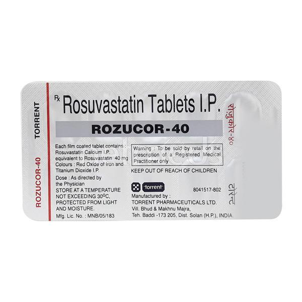Rozucor 40mg Tablet 10'S - High Cholesterol-Dys