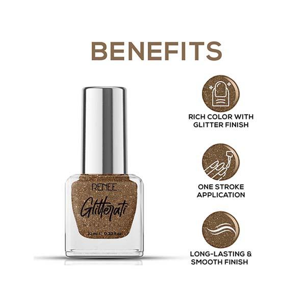 RENEE Glitterati Nail Paint - Ecru Brown 10 ml - Nail Polish
