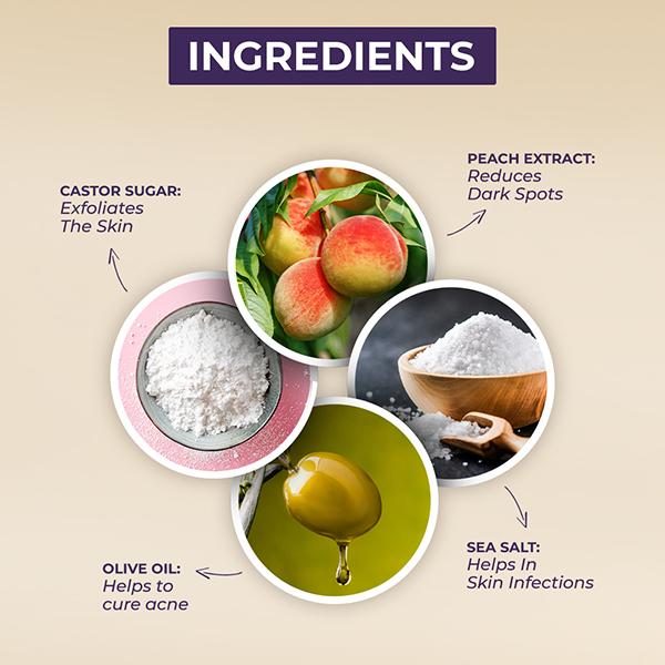 Sanfe Back & Bum Detox Scrub (Dry) - Olive & Peach Extracts 100 gm - Scrubs & Exfoliants