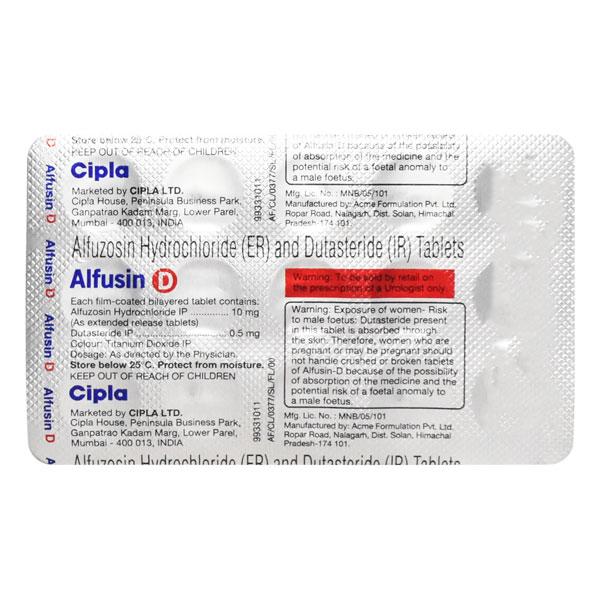 Alfusin D Tablet 15'S - Bladder And Prostate Disorders-Dru