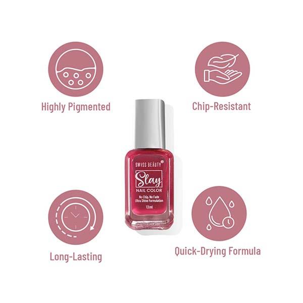 Swiss Beauty Slay Nail Color, Shade - Drizzle 13 gm - Nail Polish