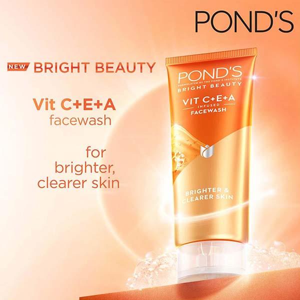 Pond's Bright Beauty Vit C + E + A Gel Face Wash 100 ml - Face Wash & Cleansers