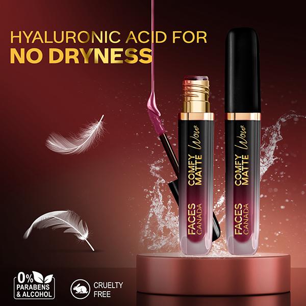 Faces Canada Comfy Matte Wow Liquid Lipstick - Plum Passion 04 3.8 ml - Liquid Lipsticks