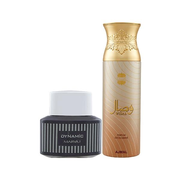 Maryaj Dynamic EDP Spicy Woody Perfume And Ajmal Wisal Deodorant Floral  Musky Fragrance 300 ml