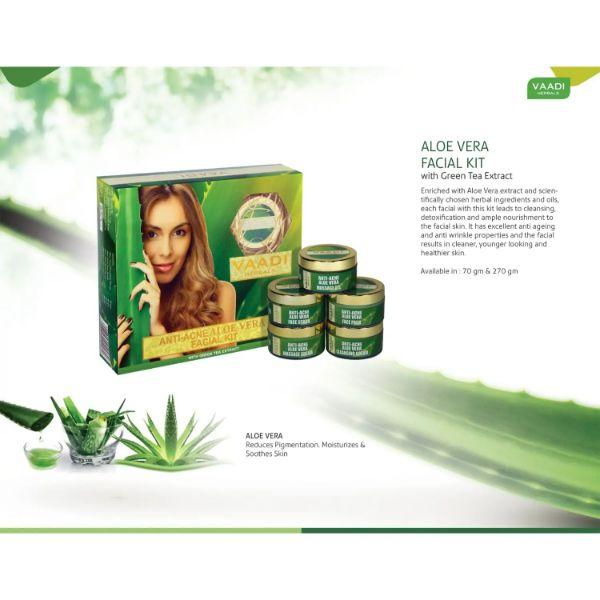 Vaadi Herbals Anti-Acne Aloe Vera Facial Kit with Green Tea Extract 70 gm - Facial Kits