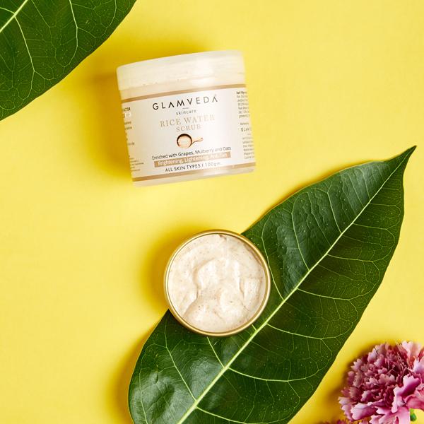Glamveda Rice Water Brightening Face Scrub 100 gm - Face Scrubs