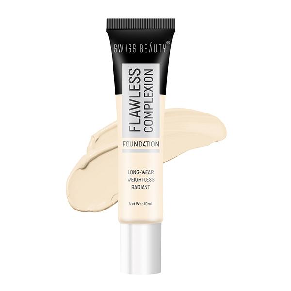 Netmeds | Swiss Beauty Flawless Complexion Foundation Long Wear Weightless Radiant - 01 (Ivory Rose) 40ml