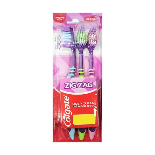 Netmeds | Colgate Zig Zag Deep Cleaning Between Teeth Medium Toothbrush (Pack of 3) 1's
