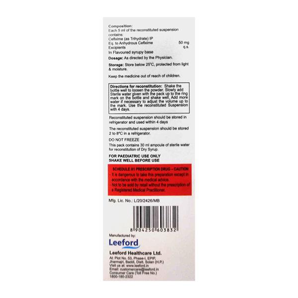 ZEFWAY 50 Orange Flavour Dry Syrup 30ml - Bacterial Infections-Cep