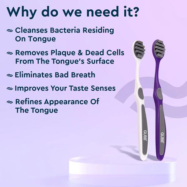 GUBB T+ Tongue Cleaner - Purple & Grey 43.5 gm - Floss & Tongue Cleaners