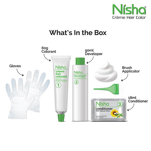 Nisha Creme Hair Color - 3.0 Dark Brown 60 gm - Crème