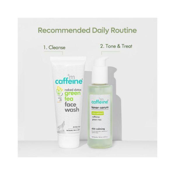 mCaffeine Skin Calming Green Tea Routine with Face Wash & Cica Toner-Serum - Combo of 2 250 ml - Face Gels