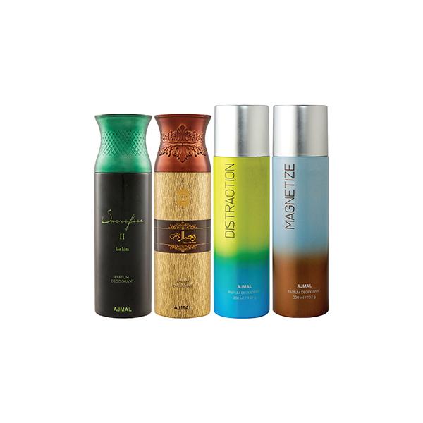 Ajmal 1 Sacrifice II For Him, 1 Wisal Dhahab, 1 Distraction And 1 Magnetize Deodorants Pack of 4 200 ml - Deodorants/Roll-Ons