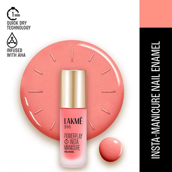 Netmeds | Lakme 9To5 Powerplay Insta-Manicure Nail Enamel Pink Sorbet 6 ml