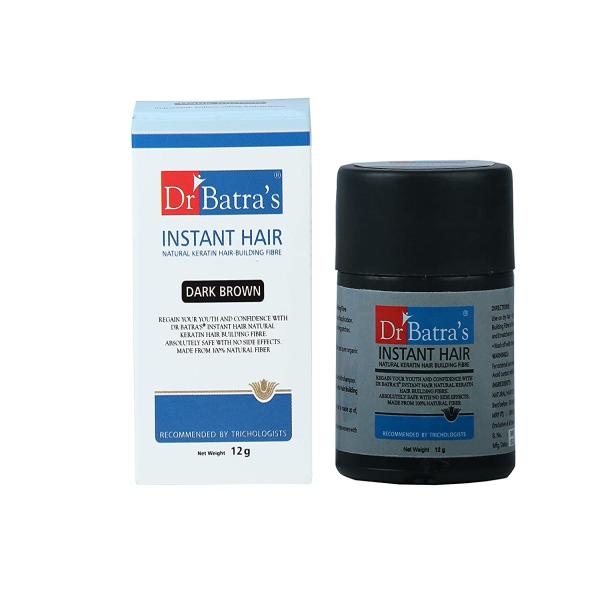 Netmeds | Dr. Batra's Instant Hair Natural Keratin Hair Building Fibre - Dark Brown 12 gm