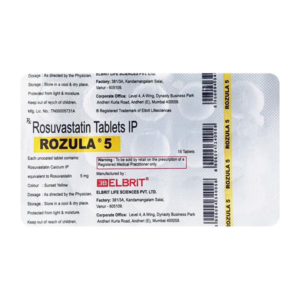 Rozula 5mg Tablet 15'S - High Cholesterol-Dys