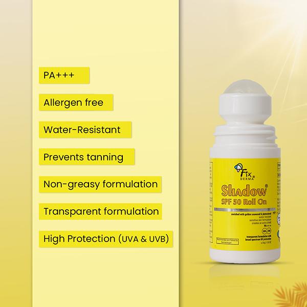 Fixderma Shadow Spf 50 Roll On, Sunscreen SPF 50 for Face 30 gm - Body Sunscreen