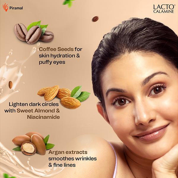 Lacto Calamine Under Eye Cream for Dark Circles, Fine Lines and Puffy Eyes, Enriched with Coffee 15 gm - Under Eye Creams & Serums