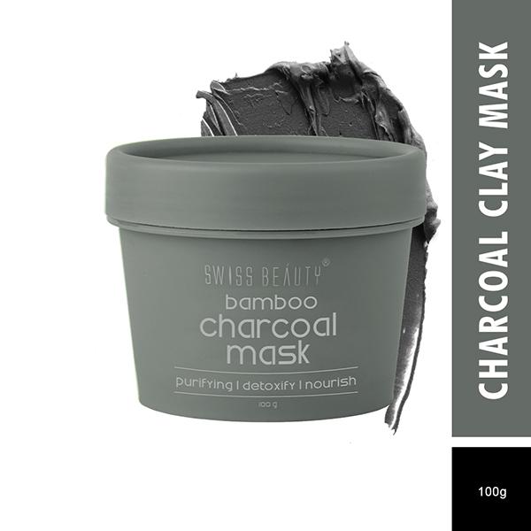 Swiss Beauty Bamboo Charcoal Clay Mask 100 gm - Masks & Peels