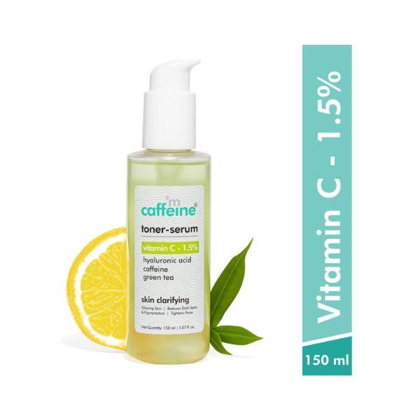 Netmeds | mCaffeine 1.5% Vitamin C 2in1 Toner-Serum with Green Tea for Glowing Skin - Reduces Dark Spots 150 ml