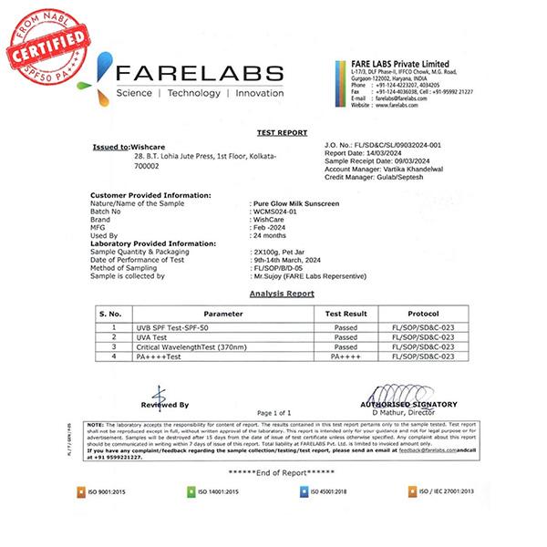 Wishcare Vitamin C Pure Glow Face Sunscreen SPF 50 PA++++ Broad Spectum Ultra Light and No White Cast 50 gm - Face Sunscreen