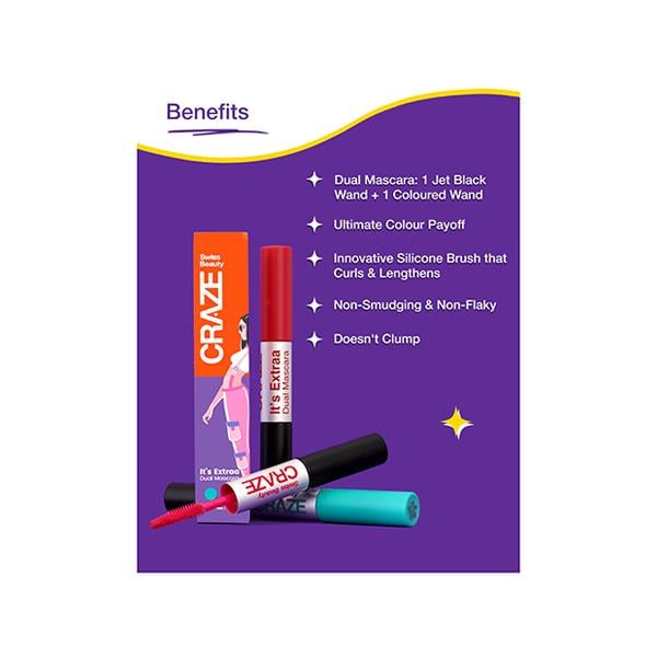 Swiss Beauty Craze It's Extraa Dual Mascara-Red Flag 5 g - Mascaras