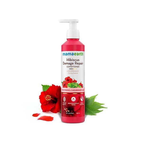 Netmeds | Mamaearth Hibiscus Damage Repair Conditioner With Hibiscus & Curry Leaves for Strong & Nourished Hair 250 ml