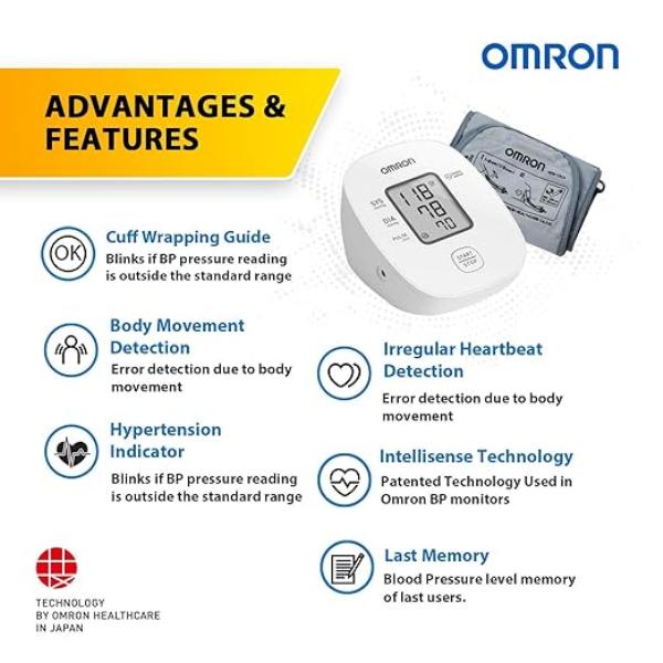 Omron Blood Pressure Monitor Upper Arm Type (HEM-7121J-IN) - Blood Pressure Monitors
