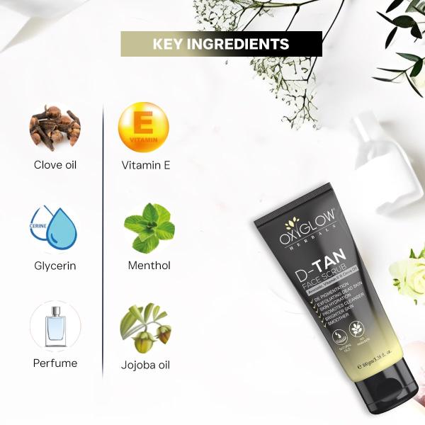 OxyGlow Herbals D-Tan Face Scrub Avocodo, Vitamin E & Clove Oil 100 gm - Face Scrubs