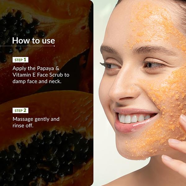 Lotus Botanicals Papaya & Vitamin E Face Scrub, For Instant Glow, For All Skin Types 100 gm - Scrubs & Exfoliants