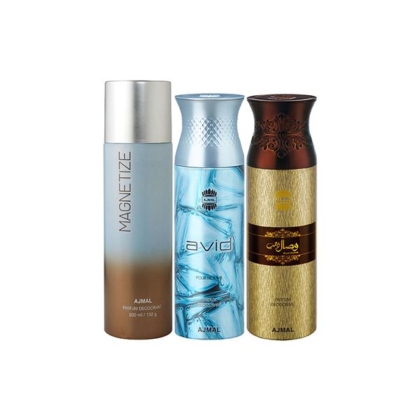 Ajmal 1 Magnetize, 1 Ajmal Avid And 1 Wisal Dhahab Deodorants Pack of 3 200 ml - Deodorants/Roll-Ons