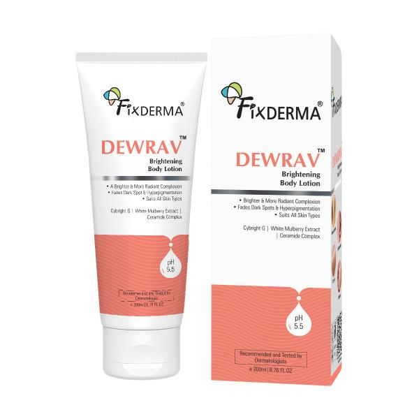 Netmeds | Fixderma Dewrav Brightening Body Lotion with Ceramide, Lotion for Hyperpigmentation 200 ml