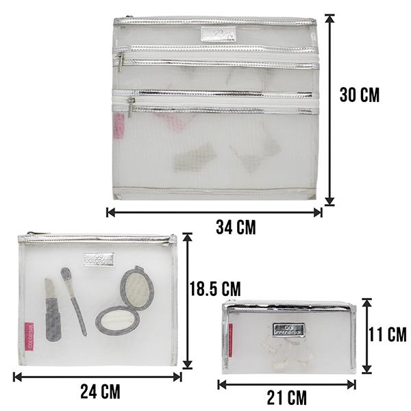 Colorbar Mesh Pouch - (Set Of Three) 1's - Makeup Bags & Cases