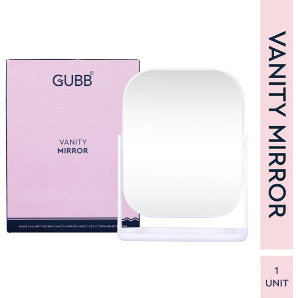 Netmeds | GUBB Vanity Mirror with Storage Tray for Accessories, Rotating Table Mirror - White 1's