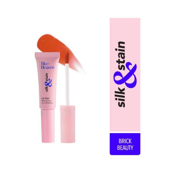 Blue Heaven Silk & Stain Lip Tint Brick Beauty with Jojoba Oil & Vitamin E 8ml - Lip Stains & Tints