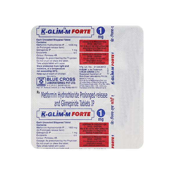 K Glim M Forte 1mg Tablet 15'S - Diabetes-Ant