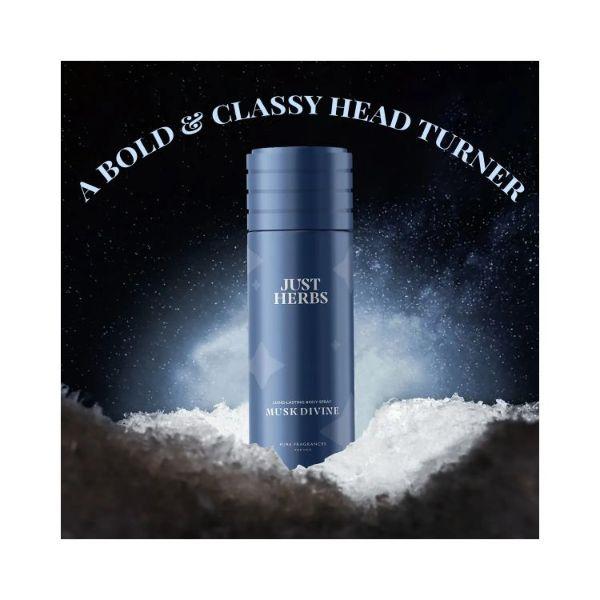 Just Herbs Long Lasting Body Spray for Men, Musk Divine 150ml - Men Deodorants/Roll-Ons