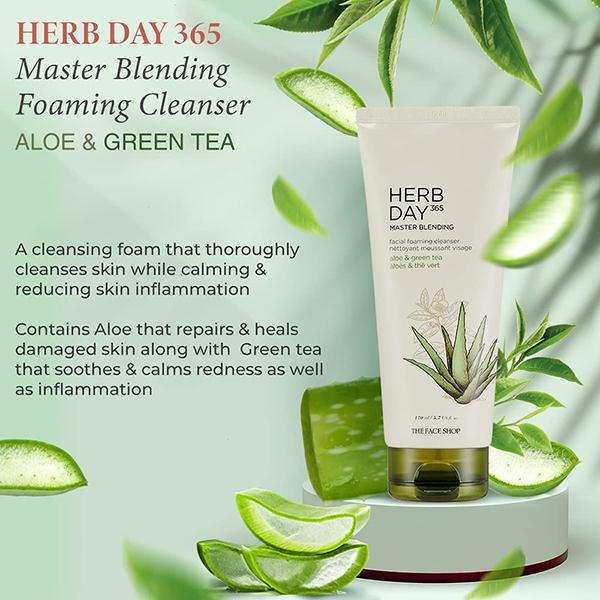 The Face Shop Herb Day 365 Cleansing Foam Aloe 170 ml - Face Scrubs