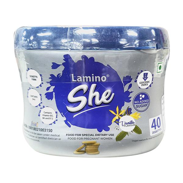 LAMINO SHE NO ADDED SUGAR VANILLA FLAVOUR Diskettes 40's - Supplements-Vam