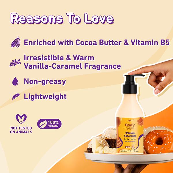 Plum Bodylovin Vanilla Caramello Body Lotion Cocoa Butter and Vit B5, Dry Skin, Brightens Skin 240 ml - Body Butter