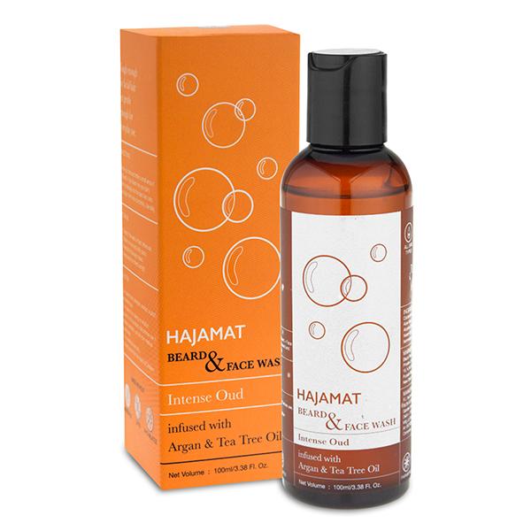 Hajamat Beard & Face Wash With Argan & Tea Tree, Intense Oud Fragrance 100 ml - Beard Wash
