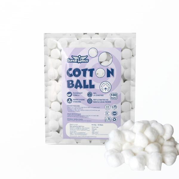 Wellness Super Wings Cotton Balls 100's - Cotton Wool & Swabs