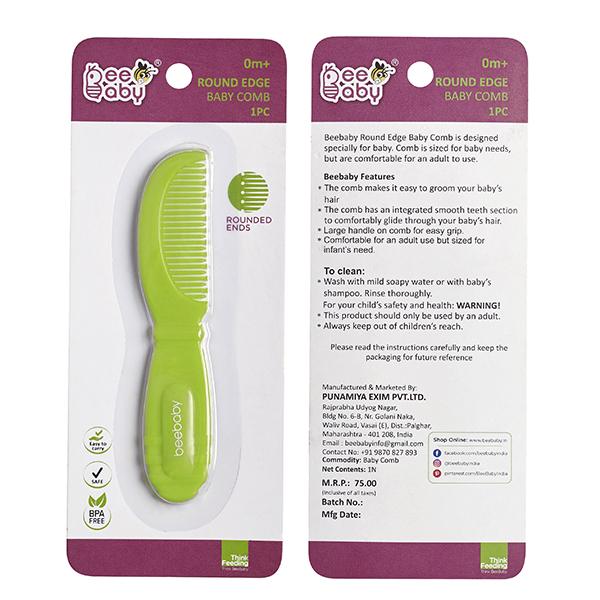 Netmeds | BeeBaby Round Edge Baby Comb- Green 0M+ 1's