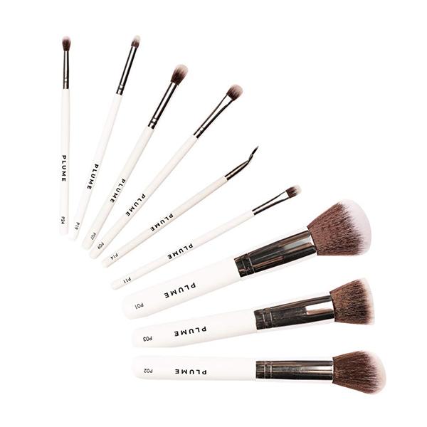 Plume Professional Makeup Brush Set Face and Eye with Marbelicious Makeup Pouch 9's - Face Brush