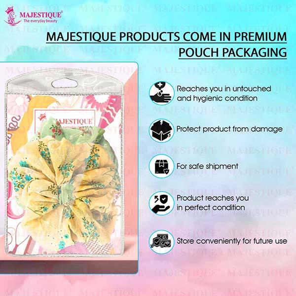 Majestique Georgette Hair Ties Scrunchies Elastics Leaf Print Bands For Women - Multicolor 2's - Hair Clips/Bands