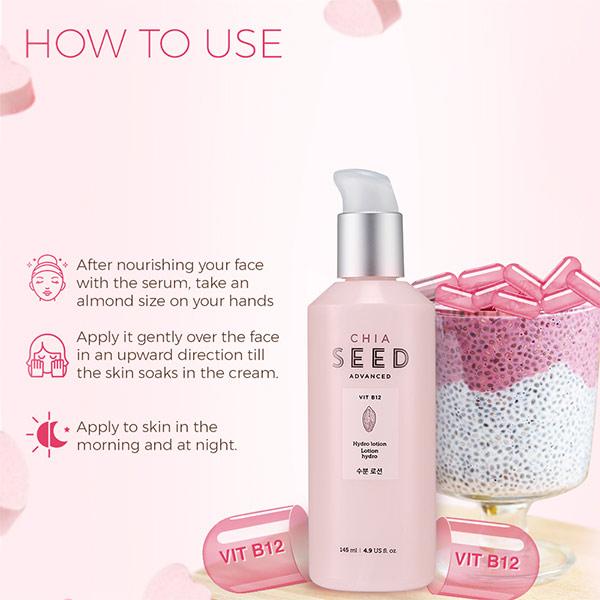 The Face Shop Chia Seed Advanced Vit B12 Hydro Lotion 145ml - Lotions & Creams