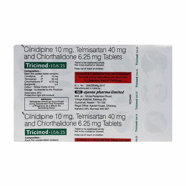Tricinod 10/6.25Mg Tablet 15's - Hypertension-Ang