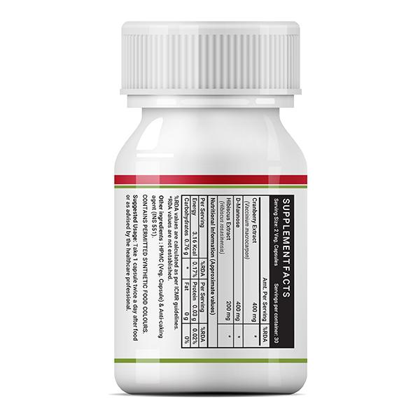 INLIFE Cranberry D-Mannose Hibiscus Veg Capsule 60's - Herbal Dietary Supplement